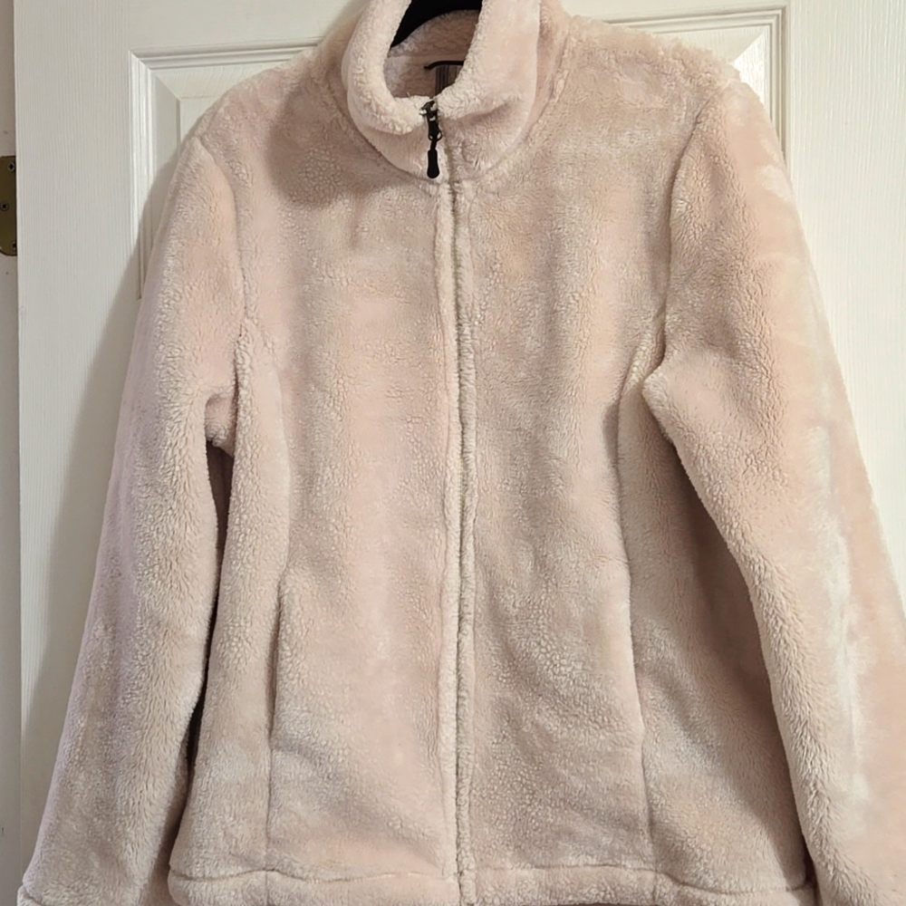 Idealogy cream colored‎ zip up faux fur jacket Size XL